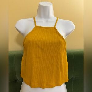 J Crew Ribbed Crop Tank Size Medium NEW w/Tags Vintage Style Golden Ochre Yellow